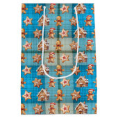 Kerstmis Gemberkoek Huizen en Mannen Medium Cadeauzakje (Achterkant)
