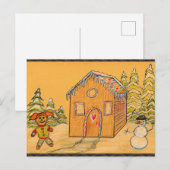 Kerstmis gemberkoek sneeuwballengevecht feestdagenkaart (Voorkant / Achterkant)