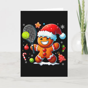 Kerstmis gemberkoek speelt tennis grappige speler kaart