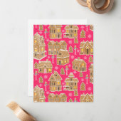 Kerstmis Gemberkoekdorp Notitiekaartje (Voorkant / Achterkant in situ)