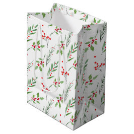 Kerstmis Gemengde Botanische Patroon Medium Gift B Cadeauzakje