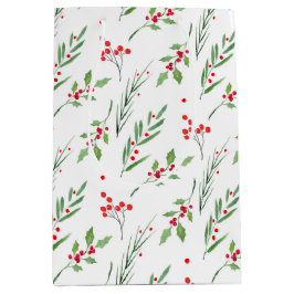 Kerstmis Gemengde Botanische Patroon Medium Gift B Cadeauzakje