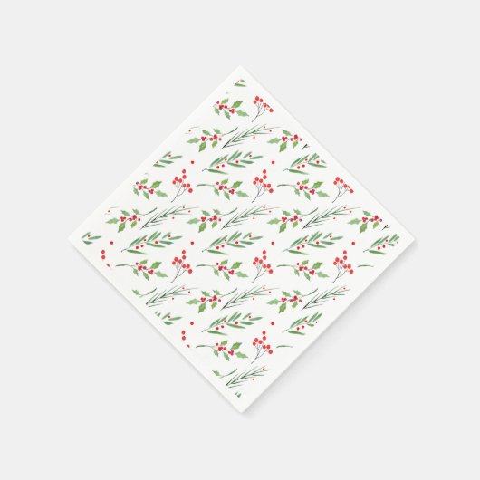 Kerstmis gemengde botanische patroon servetten (Hoek)