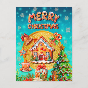 Kerstmis Gengeltebrood Snoep Huis, en Nieuwjaar Briefkaart