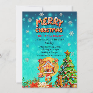 Kerstmis Gengeltebrood Snoep Huis, en Nieuwjaar Kaart