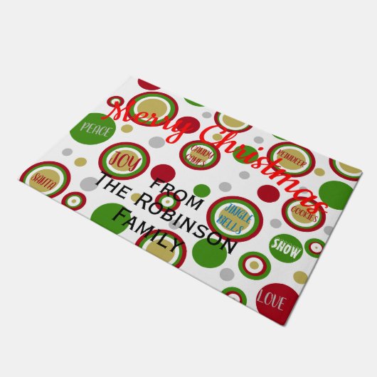 Kerstmis Geometrische Cirkels Familienaam Deurmat (Schuin)