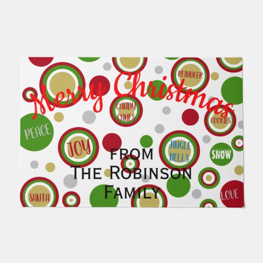 Kerstmis Geometrische Cirkels Familienaam Deurmat (Voorkant)