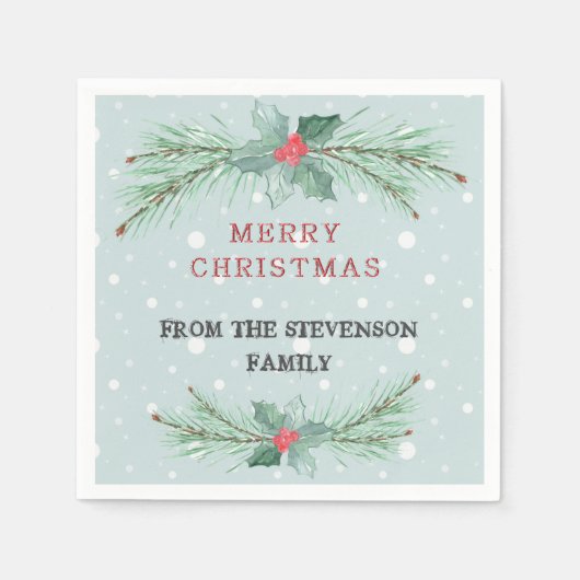 Kerstmis, gepersonaliseerd, Spruce, mistletoe Servet (Voorkant)
