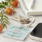 Kerstmis, gepersonaliseerd, Spruce, mistletoe Sleutelhanger (Voorkant Rechts)