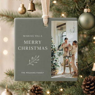 Kerstmis Gepersonaliseerde Familie Foto Modern Keramisch Ornament