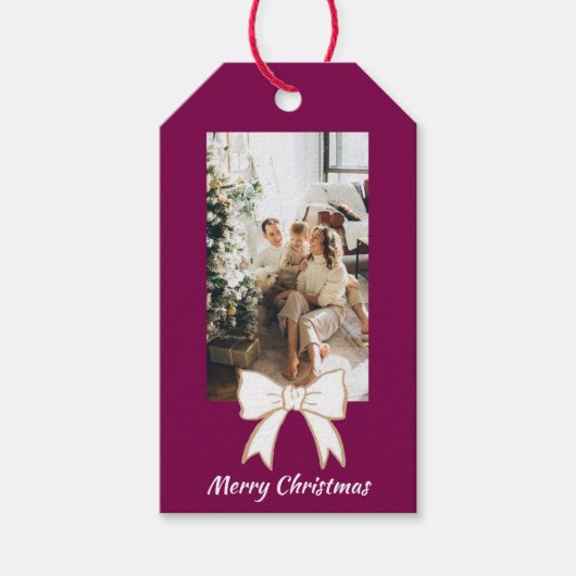 Kerstmis Gepersonaliseerde Foto Cadeaubadge Cadeaulabel (Voorkant)