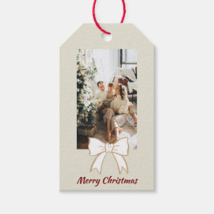 Kerstmis Gepersonaliseerde Foto Gift Label Cadeaulabel
