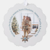 Kerstmis Gepersonaliseerde Foto Marmer en Typograf Ornament Kaart (Achterkant)