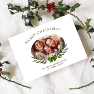 Kerstmis gepersonaliseerde gezinsfoto minimalistis feestdagenkaart