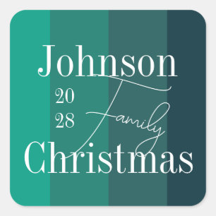 Kerstmis Gepersonaliseerde Groene Familie Kerstmis Vierkante Sticker