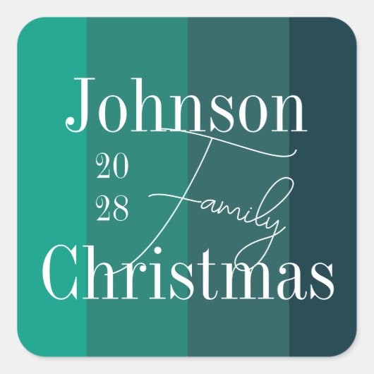 Kerstmis Gepersonaliseerde Groene Familie Kerstmis Vierkante Sticker (Voorkant)