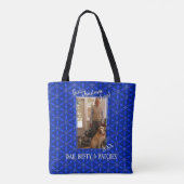 Kerstmis Gepersonaliseerde Huisdier Foto Blauwe Po Tote Bag (Achterkant)