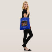 Kerstmis Gepersonaliseerde Huisdier Foto Blauwe Po Tote Bag (Op model)