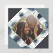 Kerstmis gepersonaliseerde moderne blauwe foto feestdagenkaart (Voorkant / Achterkant)