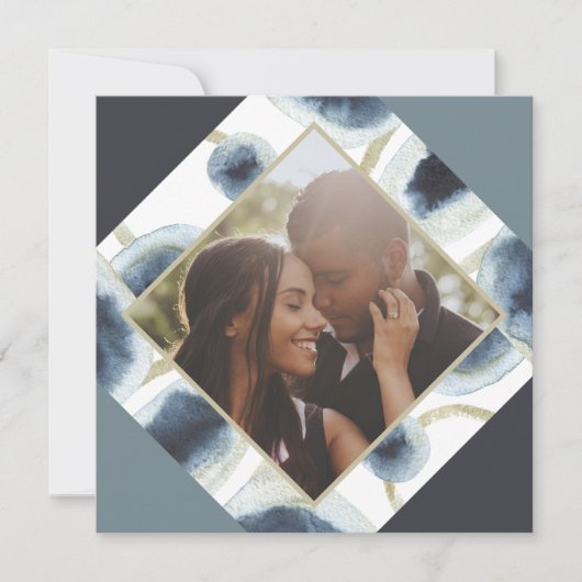 Kerstmis gepersonaliseerde moderne blauwe foto feestdagenkaart (Voorkant)