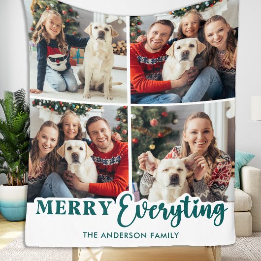 Kerstmis Gepersonaliseerde Moderne Familie Fotocol Fleece Deken