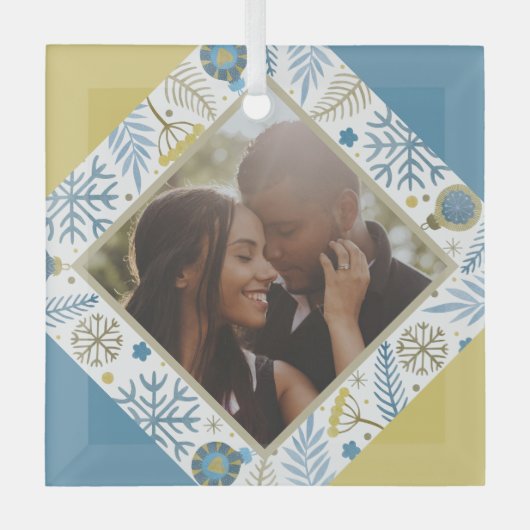 Kerstmis gepersonaliseerde moderne foto glas ornament (Voorkant)