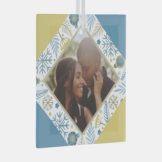 Kerstmis gepersonaliseerde moderne foto glas ornament (Voorkant Rechts)