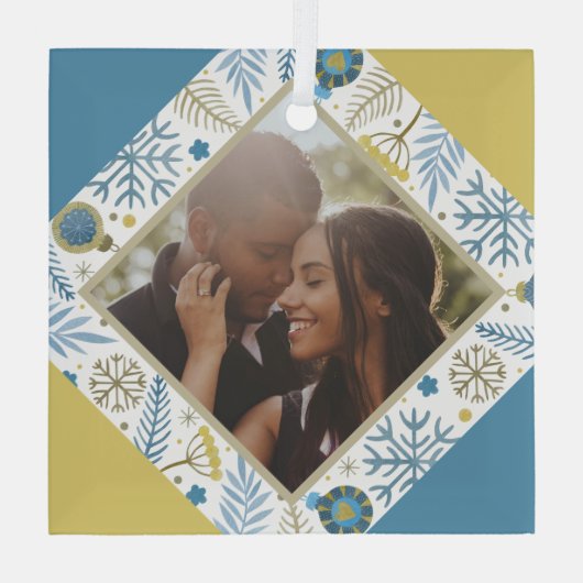 Kerstmis gepersonaliseerde moderne foto glas ornament (Achterkant)