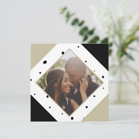 Kerstmis gepersonaliseerde moderne spotty foto feestdagenkaart (Staand voorkant)