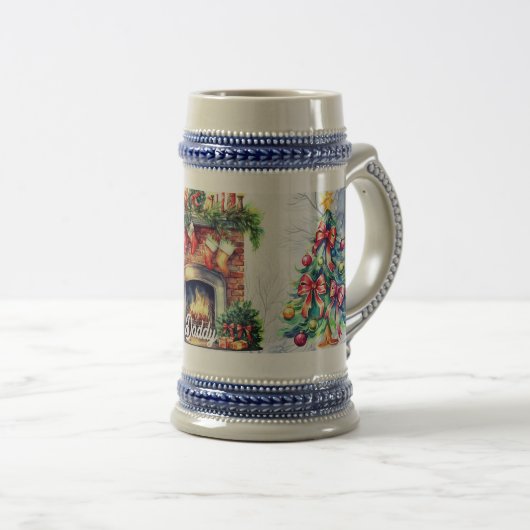 Kerstmis gepersonaliseerde naam bierpul (Voorkant rechts)