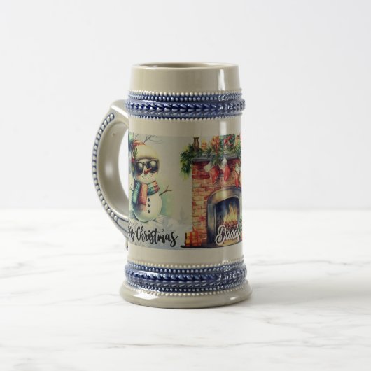 Kerstmis gepersonaliseerde naam bierpul (Voorkant links)