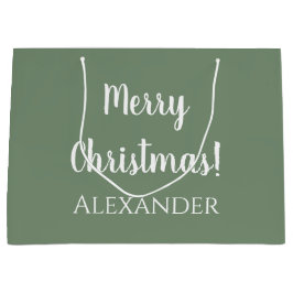 Kerstmis Gepersonaliseerde Sage Groen Vrolijk Kers Groot Cadeauzakje