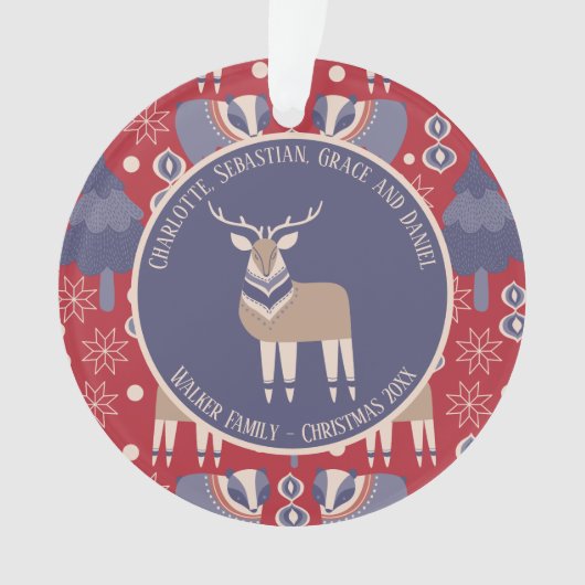 Kerstmis gepersonaliseerde Scandinavische Scandina Ornament (voorkant)