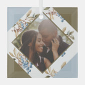Kerstmis Gepersonaliseerde Winter Berry Foto Glas Ornament (Voorkant)