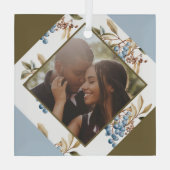 Kerstmis Gepersonaliseerde Winter Berry Foto Glas Ornament (Achterkant)