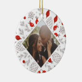 Kerstmis Gepersonaliseerde Winter Foliage Foto Keramisch Ornament (Rechts)