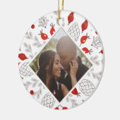 Kerstmis Gepersonaliseerde Winter Foliage Foto Keramisch Ornament (Links)