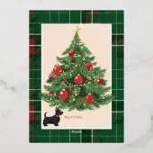 Kerstmis geruit in groen met rood folie uitnodiging (Achterkant)