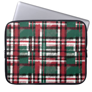 Kerstmis geruit in rood groen wit en zwart laptop sleeve