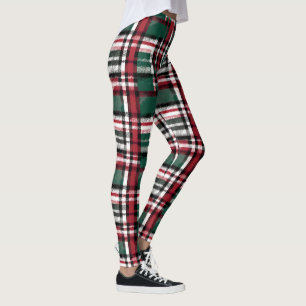 Kerstmis geruit in rood groen wit en zwart leggings