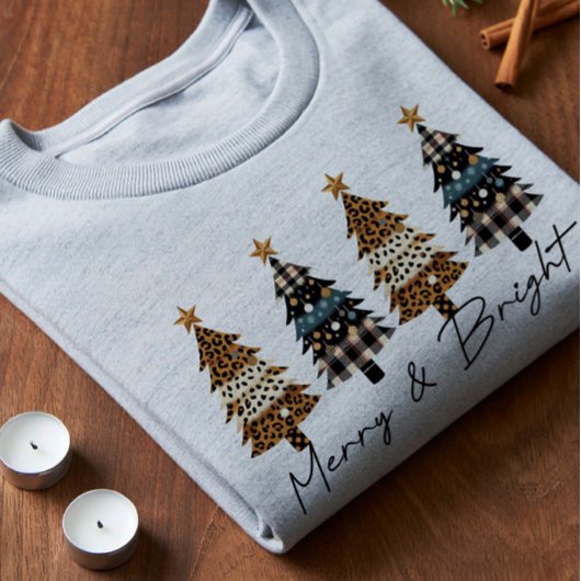 Kerstmis geruit & luipaardprint Tri-Blend shirt