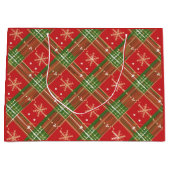 Kerstmis geruit rood groen goud groot cadeauzakje (Voorkant)