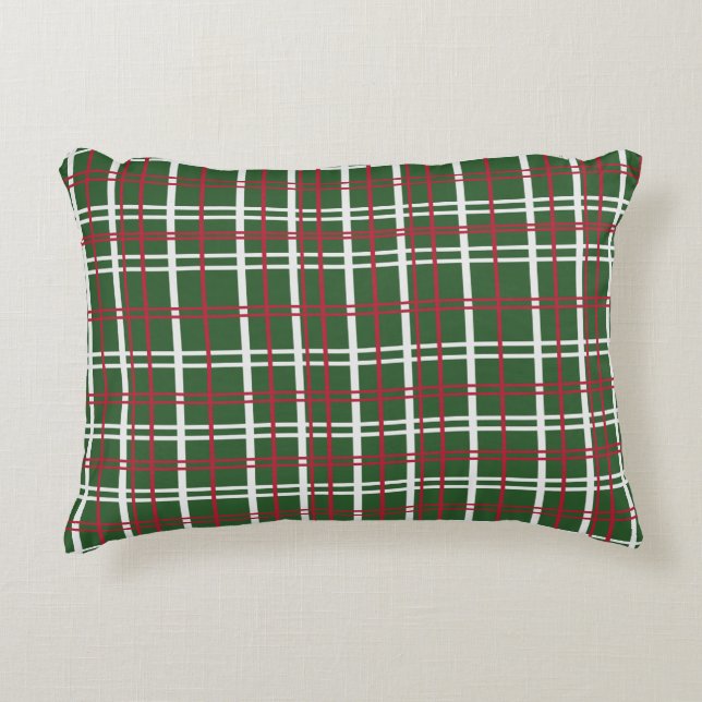 Kerstmis geruit rood, groen, wit accent kussen (Voorkant)