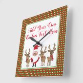 Kerstmis geruit typografie op maat Kerstman Vierkante Klok (Hoek)