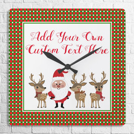 Kerstmis geruite aangepaste typografie Sinterklaas Vierkante Klok