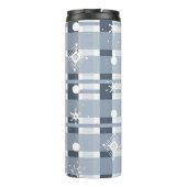 Kerstmis geruite blauwe sneeuwvlokken thermosbeker (Achterkant)