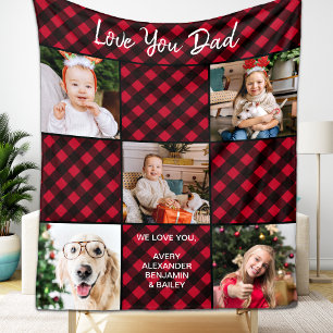 Kerstmis geruite gepersonaliseerde 5 foto collage fleece deken