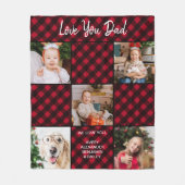 Kerstmis geruite gepersonaliseerde 5 foto collage fleece deken (Voorkant)