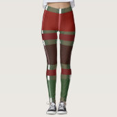 Kerstmis geruite groene burgundy leggingen leggings (Voorkant)
