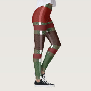 Kerstmis geruite groene burgundy leggingen leggings